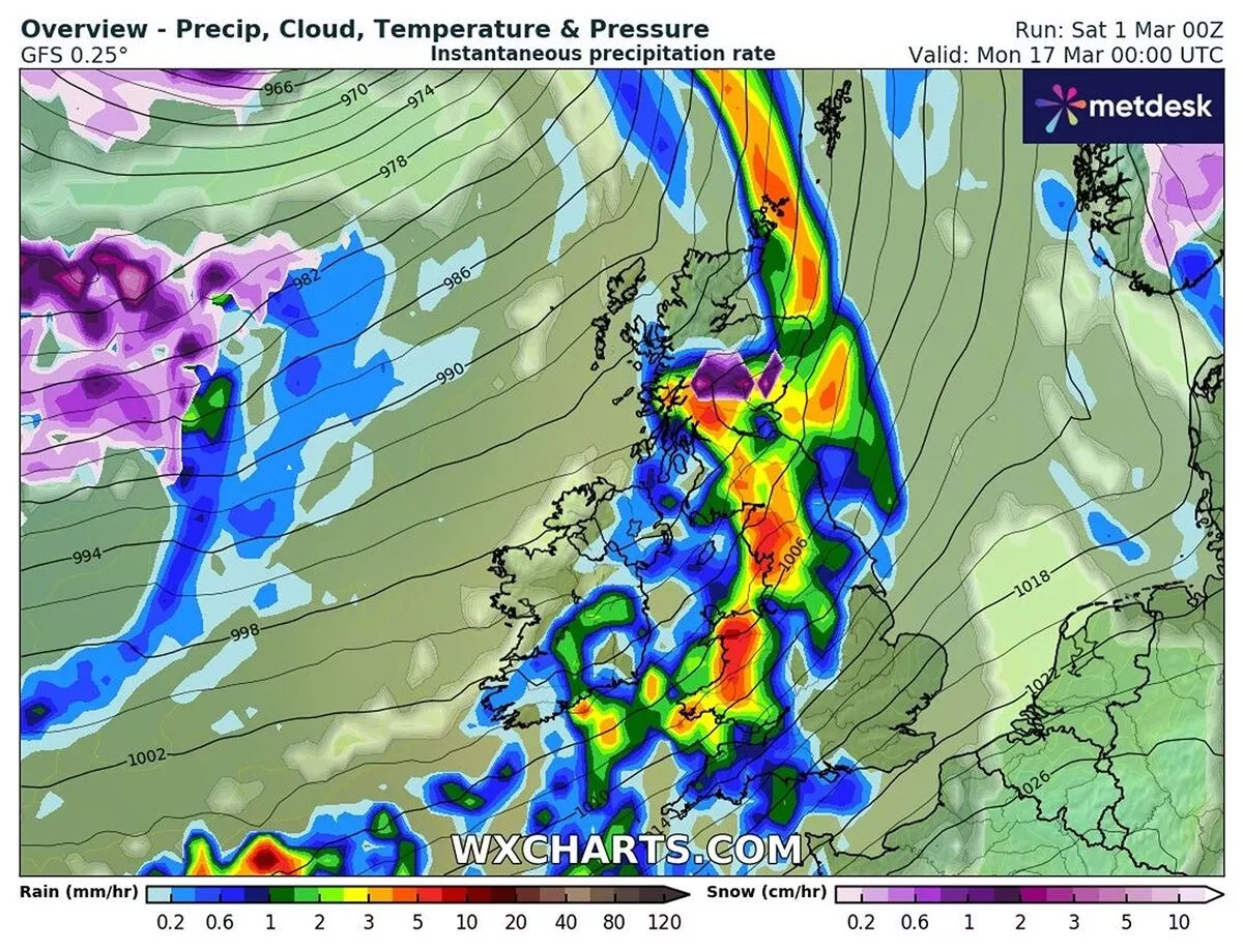 Brutal weather maps turn orange and white as freezing rain and snow to batter UK