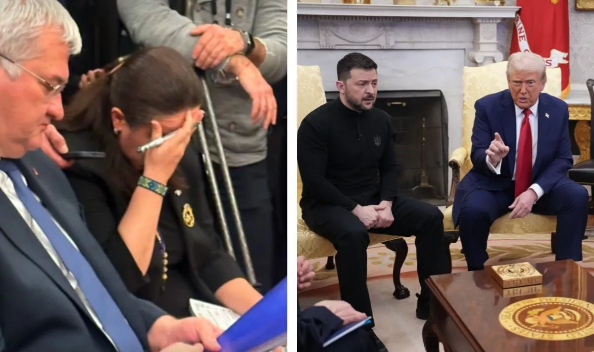 Ukraine ambassador covers face as Trump and Zelensky get in huge fight
